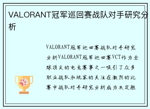 VALORANT冠军巡回赛战队对手研究分析